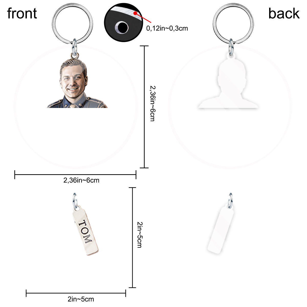 Porte-clés personnalisé pour les métiers - Porte-clés personnalisé pour policier avec breloques