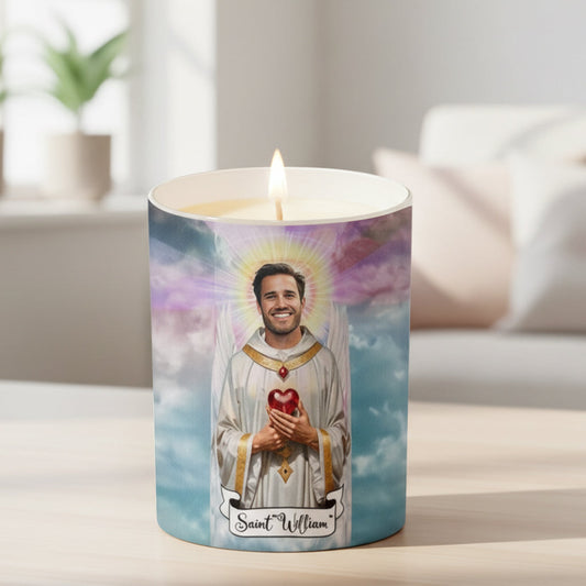 Jesus Prayer Novelty gift - Personalized Christian Candle With Wooden Lid