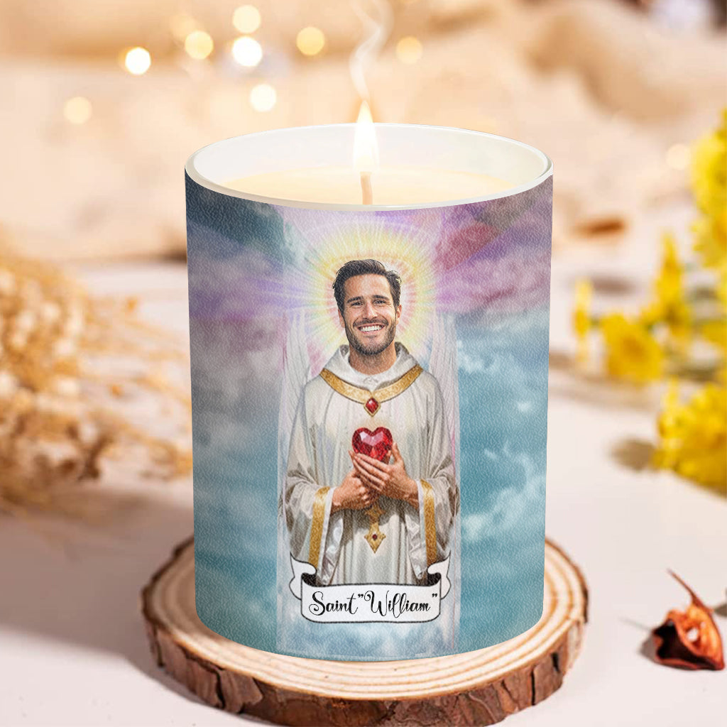 Jesus Prayer Novelty gift - Personalized Christian Candle With Wooden Lid