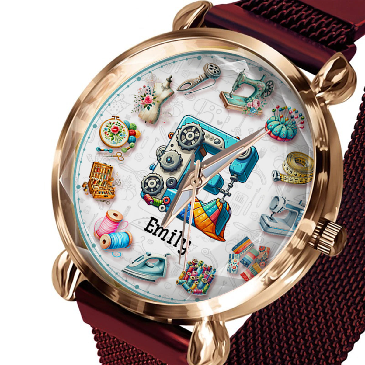 Nähen ist meine Therapie – Personalisierte Nähuhr für Damen 