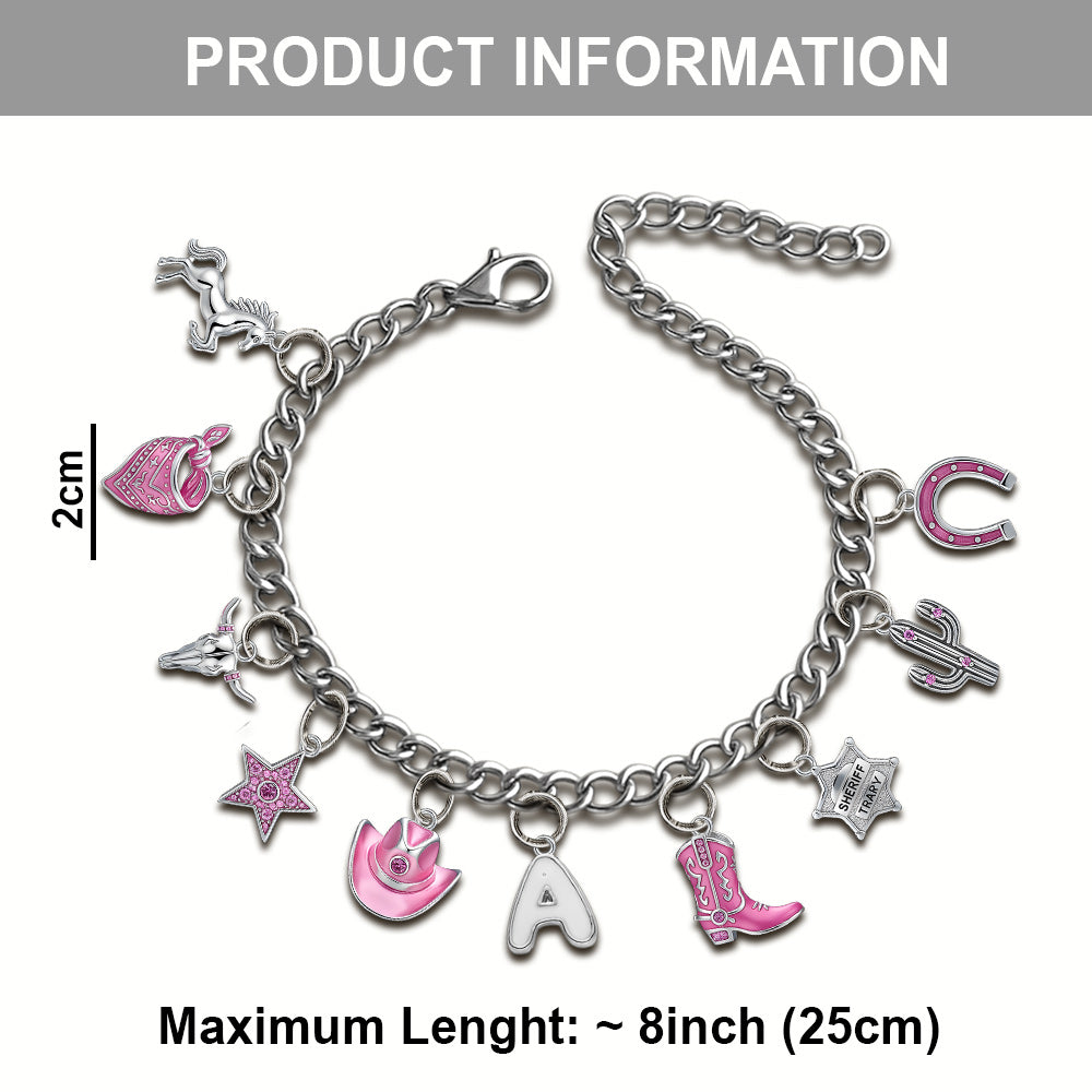 Cadeau pour les cowgirls - Bracelet de cowgirl personnalisé avec breloques