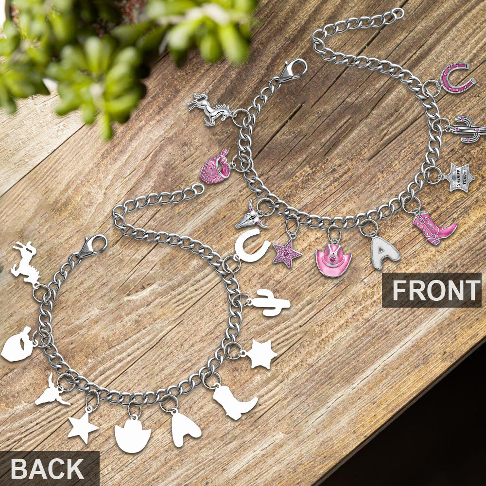 Cadeau pour les cowgirls - Bracelet de cowgirl personnalisé avec breloques