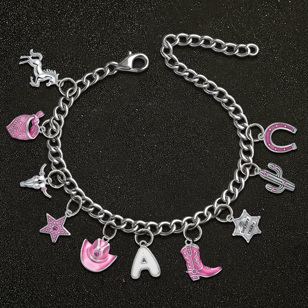 Cadeau pour les cowgirls - Bracelet de cowgirl personnalisé avec breloques
