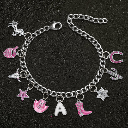 Cadeau pour les cowgirls - Bracelet de cowgirl personnalisé avec breloques