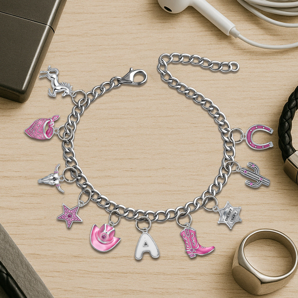 Cadeau pour les cowgirls - Bracelet de cowgirl personnalisé avec breloques