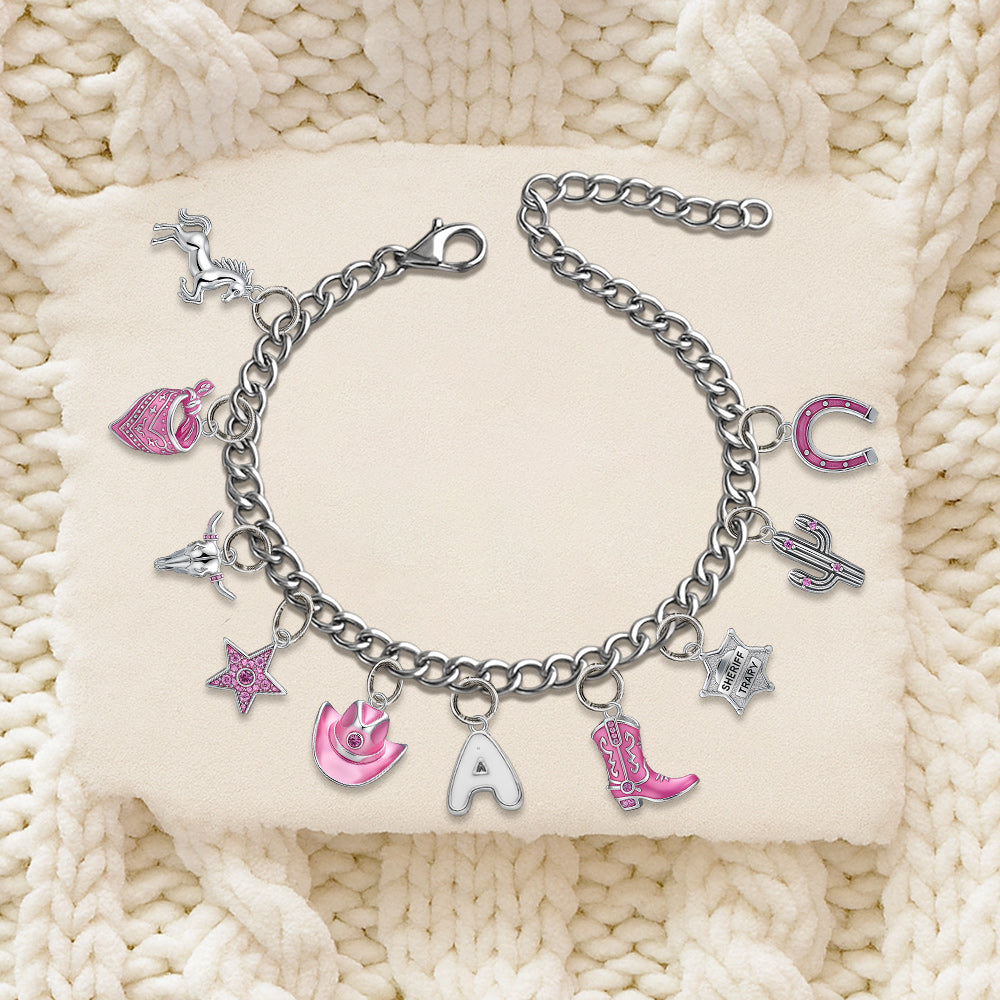 Cadeau pour les cowgirls - Bracelet de cowgirl personnalisé avec breloques