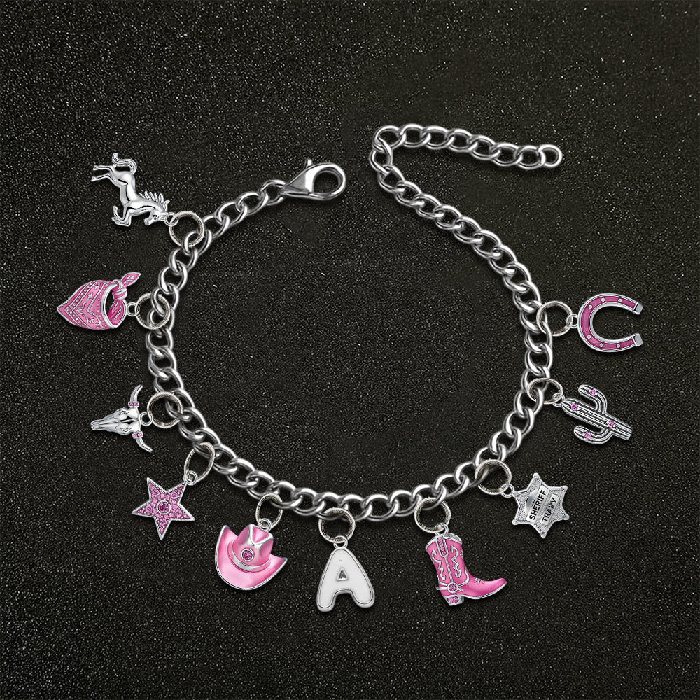 Cadeau pour les cowgirls - Bracelet de cowgirl personnalisé avec breloques