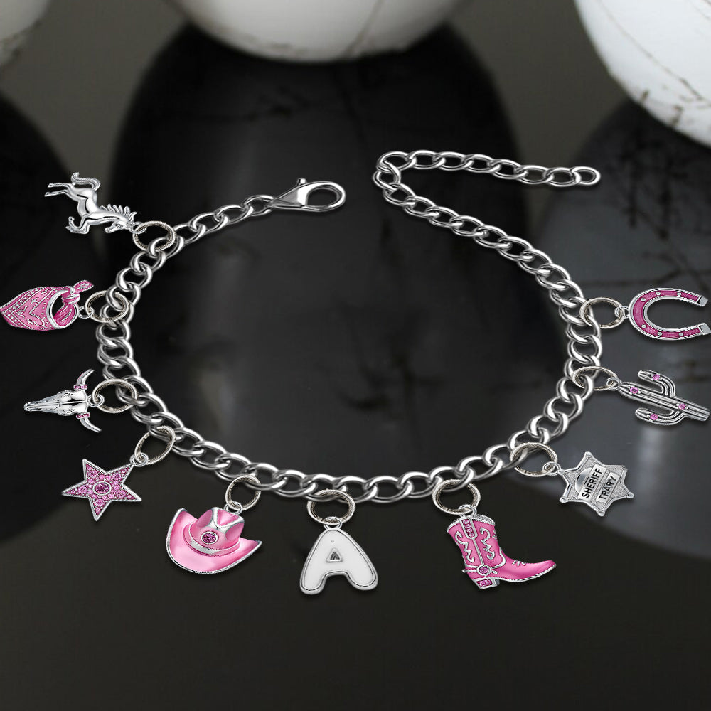 Cadeau pour les cowgirls - Bracelet de cowgirl personnalisé avec breloques