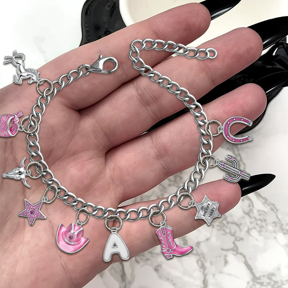 Cadeau pour les cowgirls - Bracelet de cowgirl personnalisé avec breloques