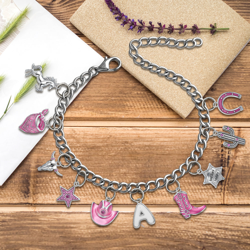 Cadeau pour les cowgirls - Bracelet de cowgirl personnalisé avec breloques