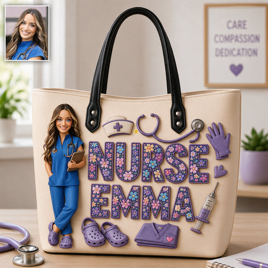 Any Title Gift For Nurses - Personalized Nurse Leather Bag