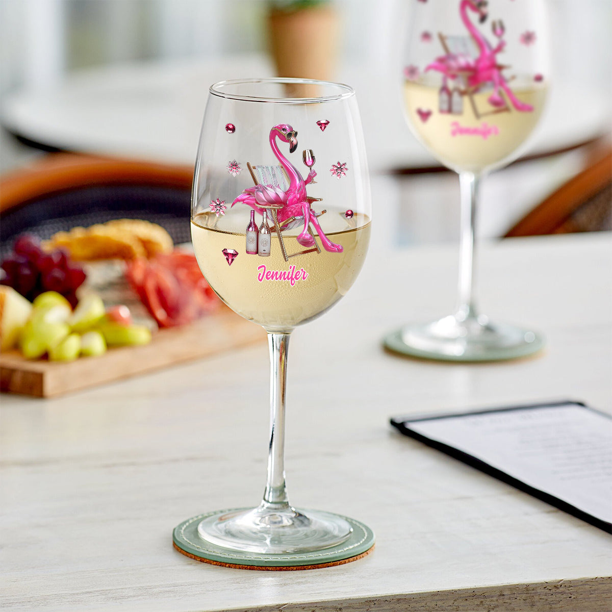 Be a Flamingo In a Flock of Pigeons - Personalized Flamingo Wine Glass With Long Stem