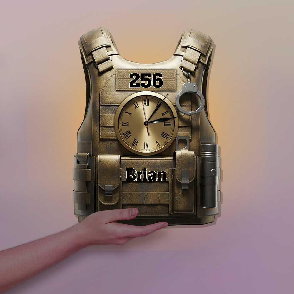 Servir et protéger - Horloge murale lumineuse LED personnalisée pour policiers