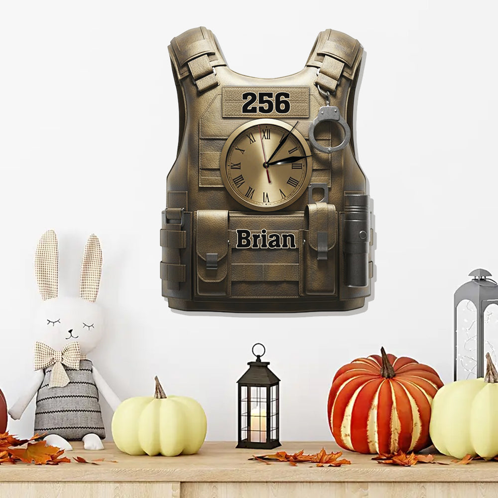 Servir et protéger - Horloge murale lumineuse LED personnalisée pour policiers