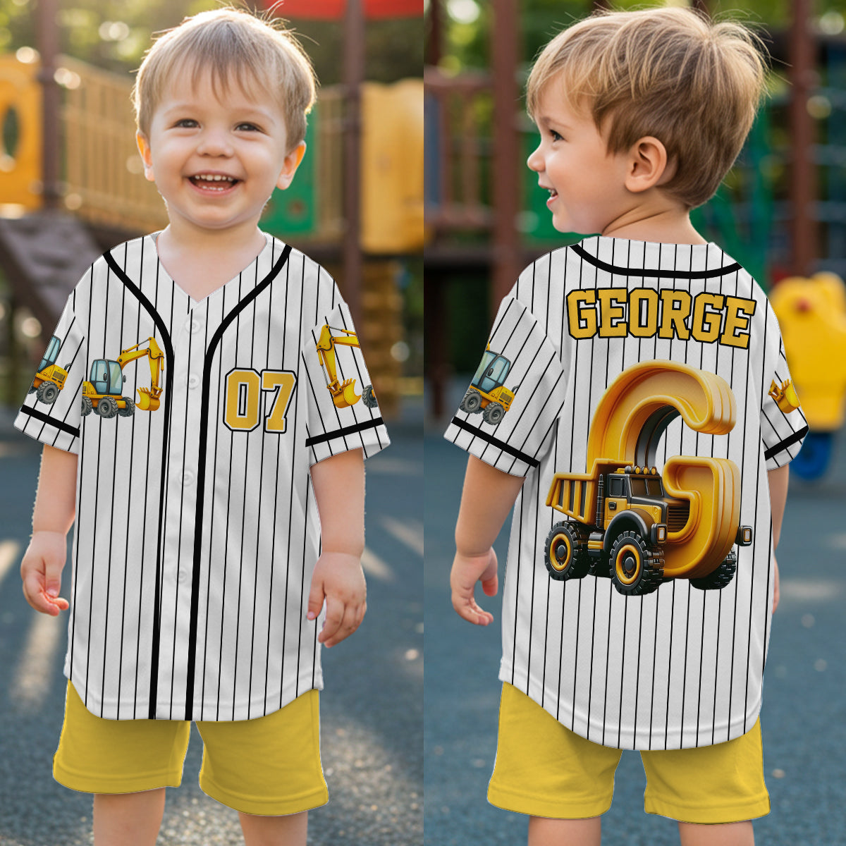Cool Construction Vehicles - Personalized Kid Jersey Shirt & Shorts