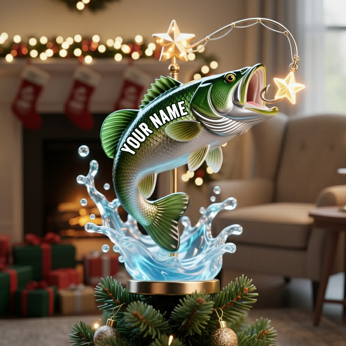 Perfect Christmas Gift For Fishing Lovers - Personalized Fishing LED Light Tree Topper