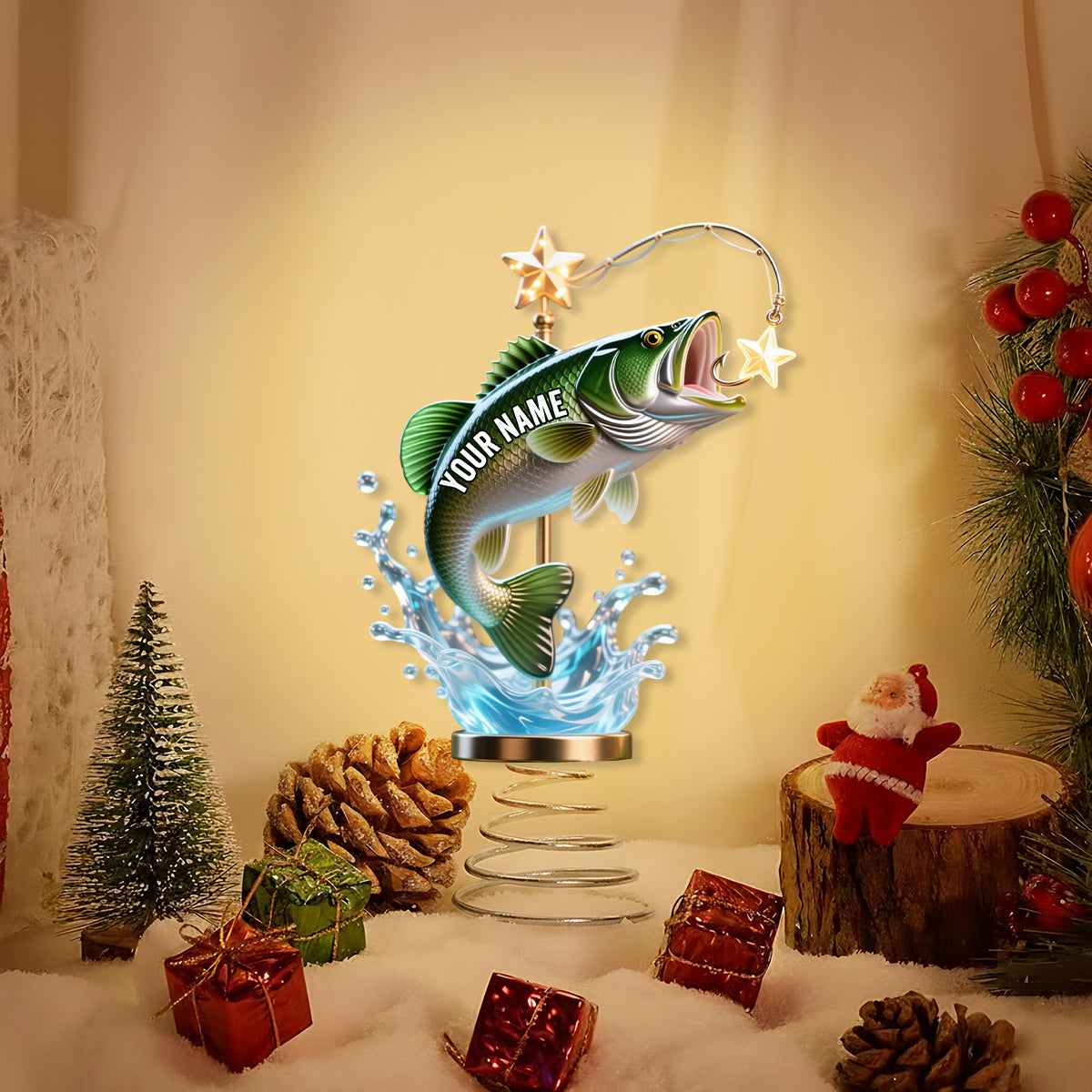 Perfect Christmas Gift For Fishing Lovers - Personalized Fishing LED Light Tree Topper