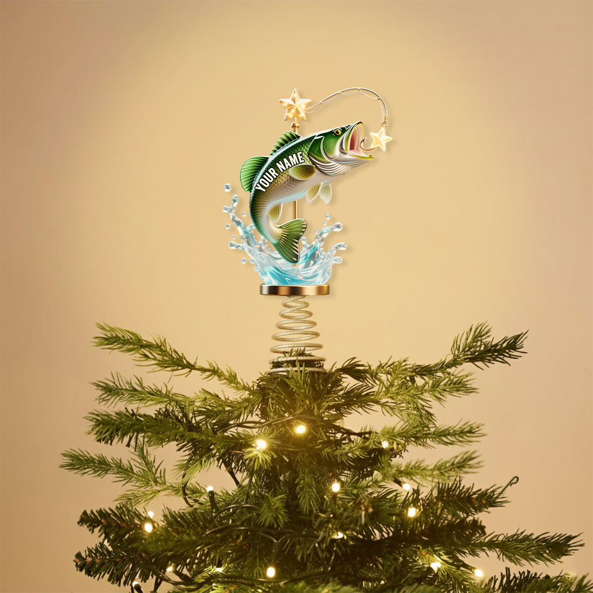 Perfect Christmas Gift For Fishing Lovers - Personalized Fishing LED Light Tree Topper