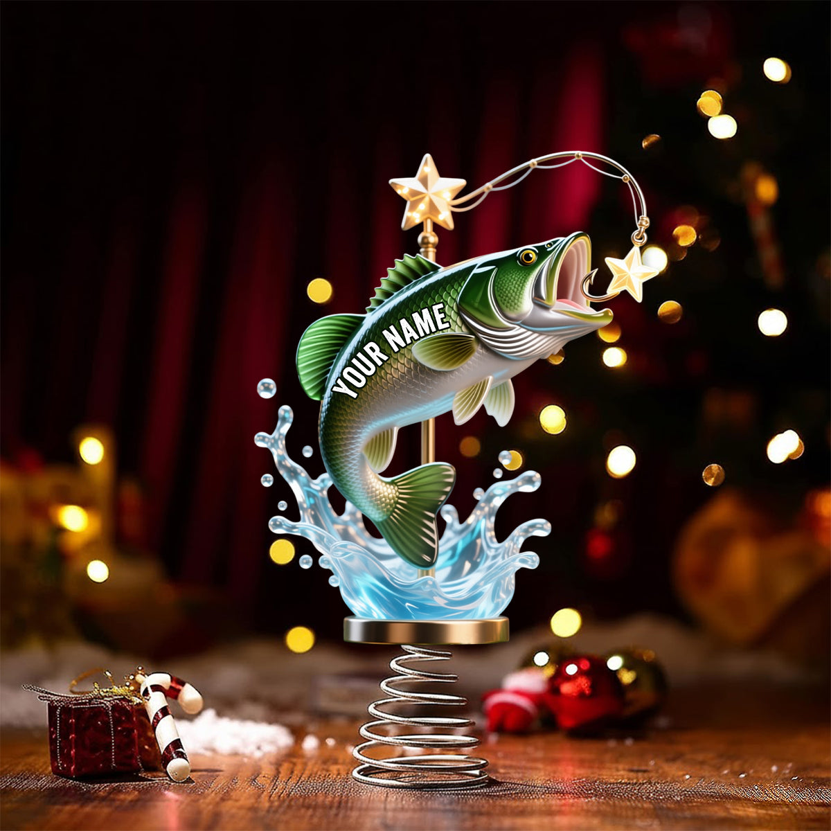 Perfect Christmas Gift For Fishing Lovers - Personalized Fishing LED Light Tree Topper