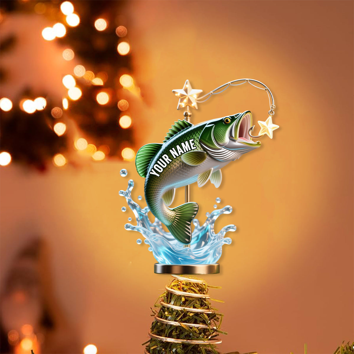 Perfect Christmas Gift For Fishing Lovers - Personalized Fishing LED Light Tree Topper