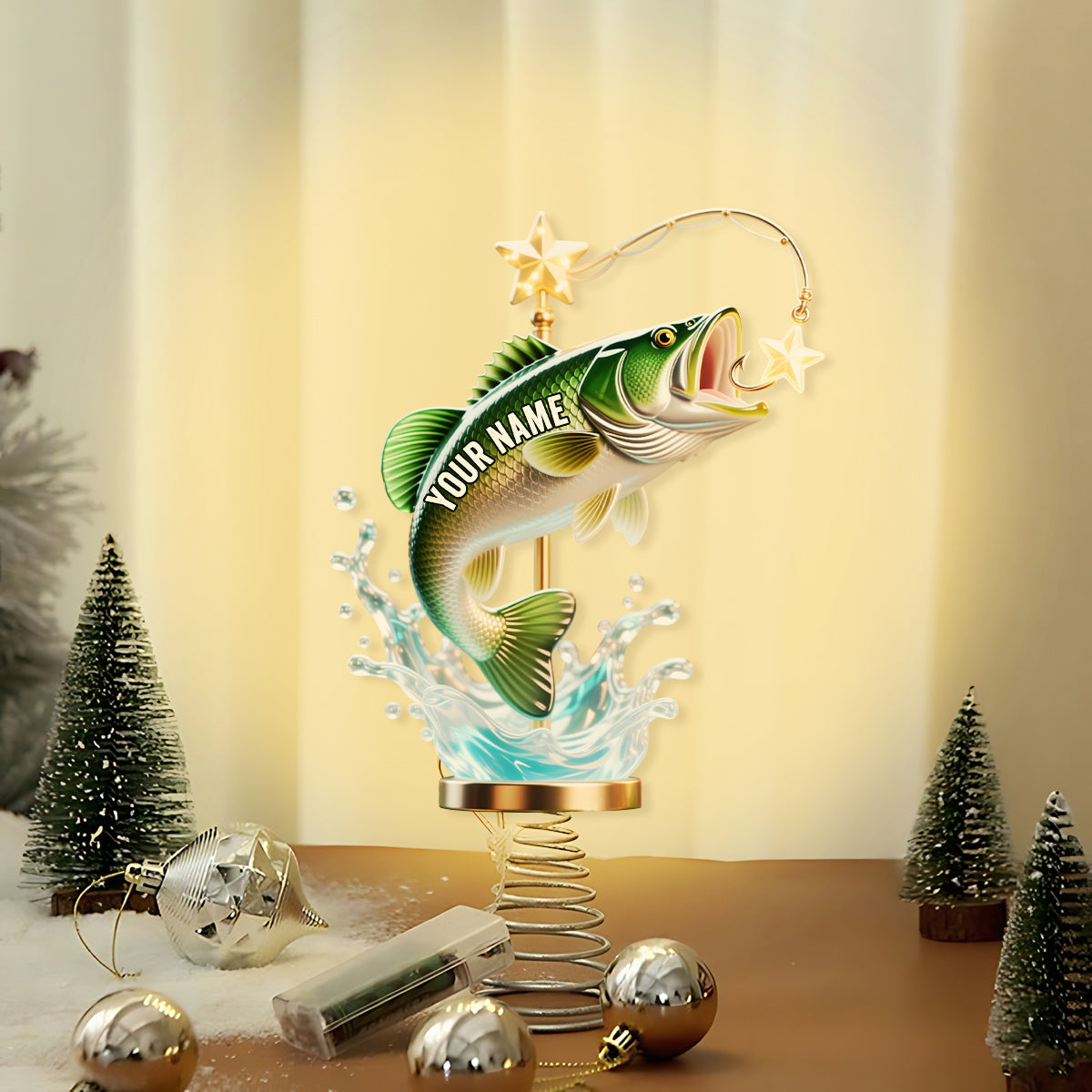 Perfect Christmas Gift For Fishing Lovers - Personalized Fishing LED Light Tree Topper