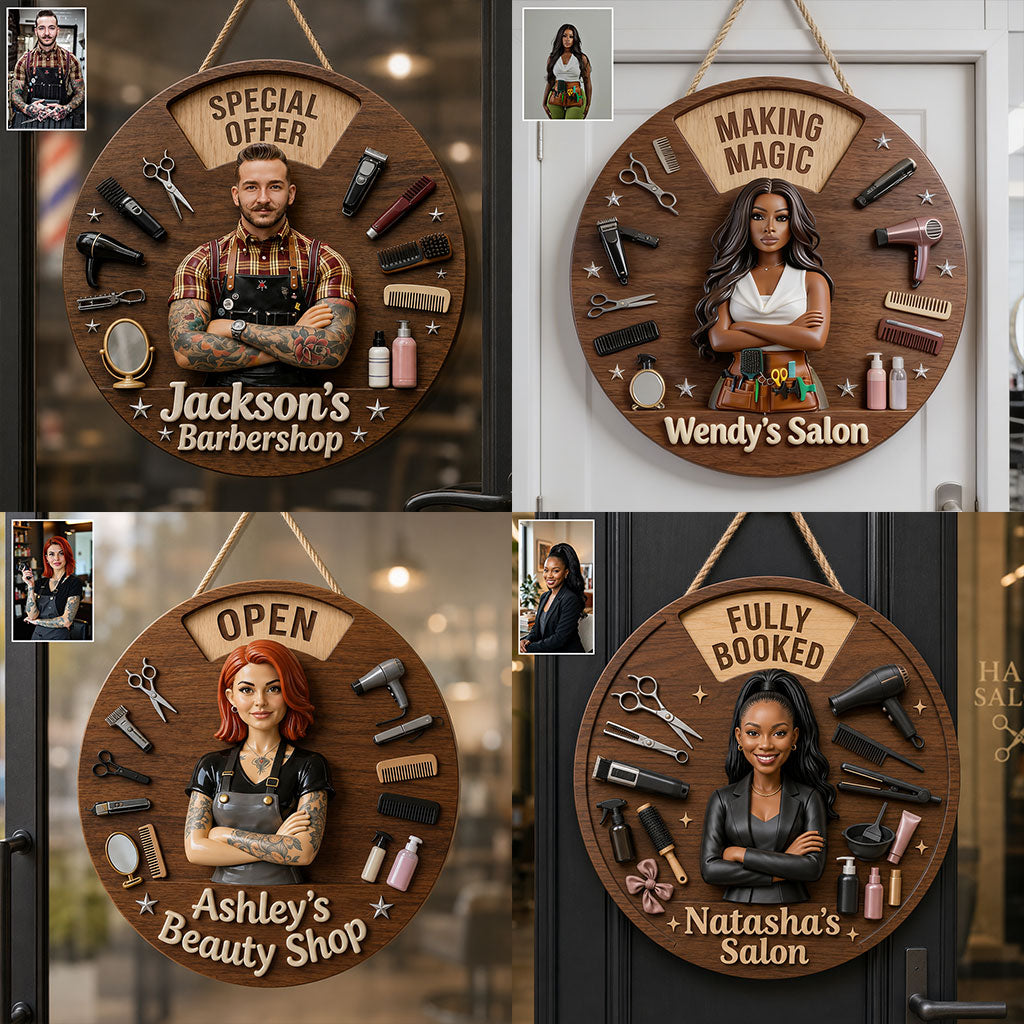 Salon Status - Personalized Hairdresser Spinner Sign Custom Shape