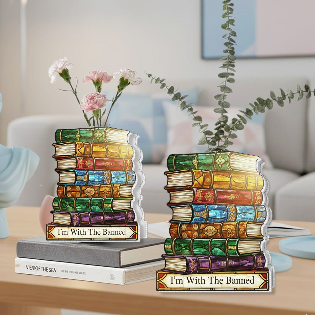 I'm With The Banned - Book Custom Shape Acrylic Flower Vase