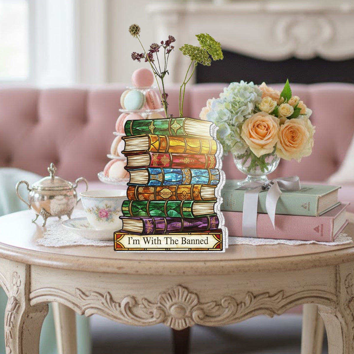 I'm With The Banned - Book Custom Shape Acrylic Flower Vase