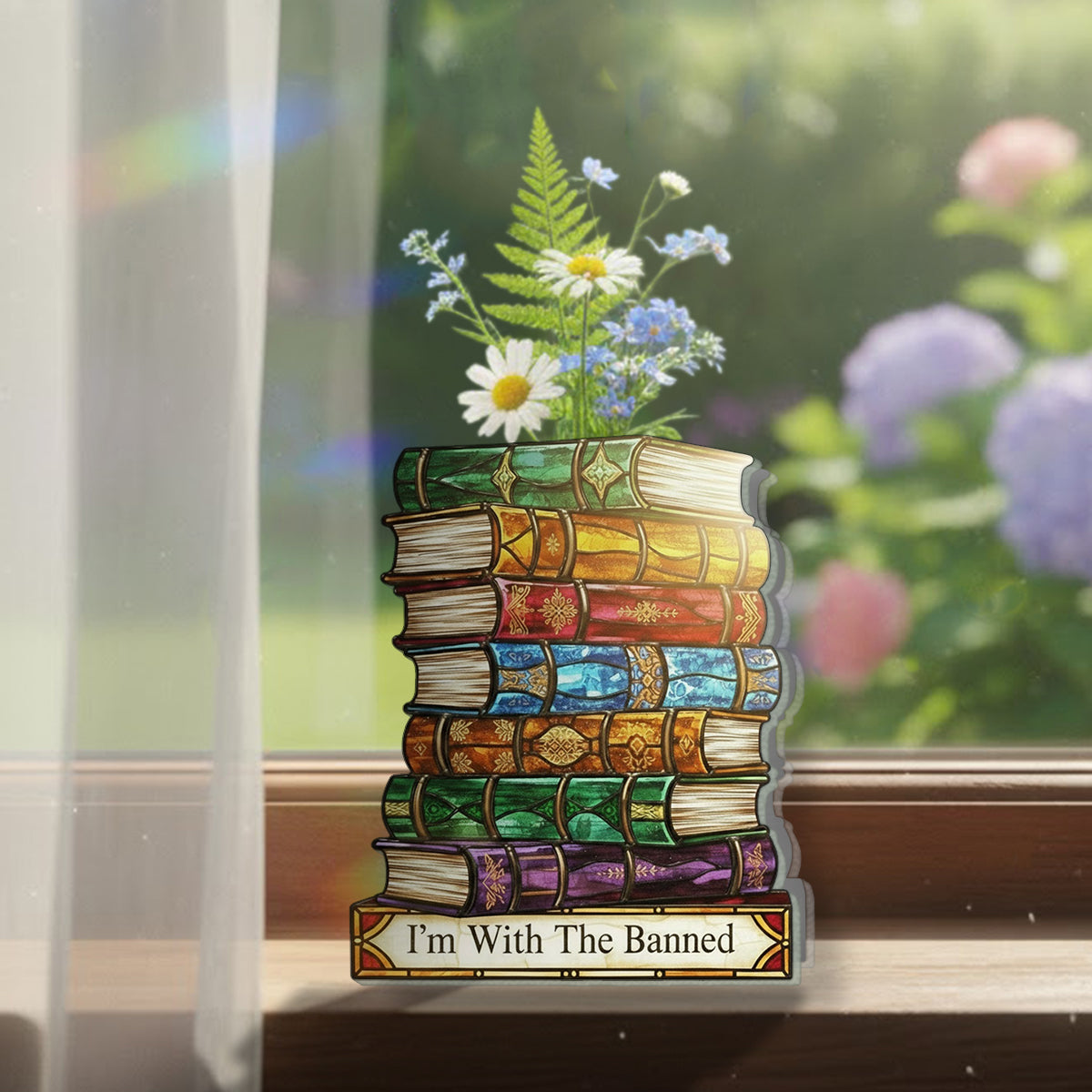 I'm With The Banned - Book Custom Shape Acrylic Flower Vase