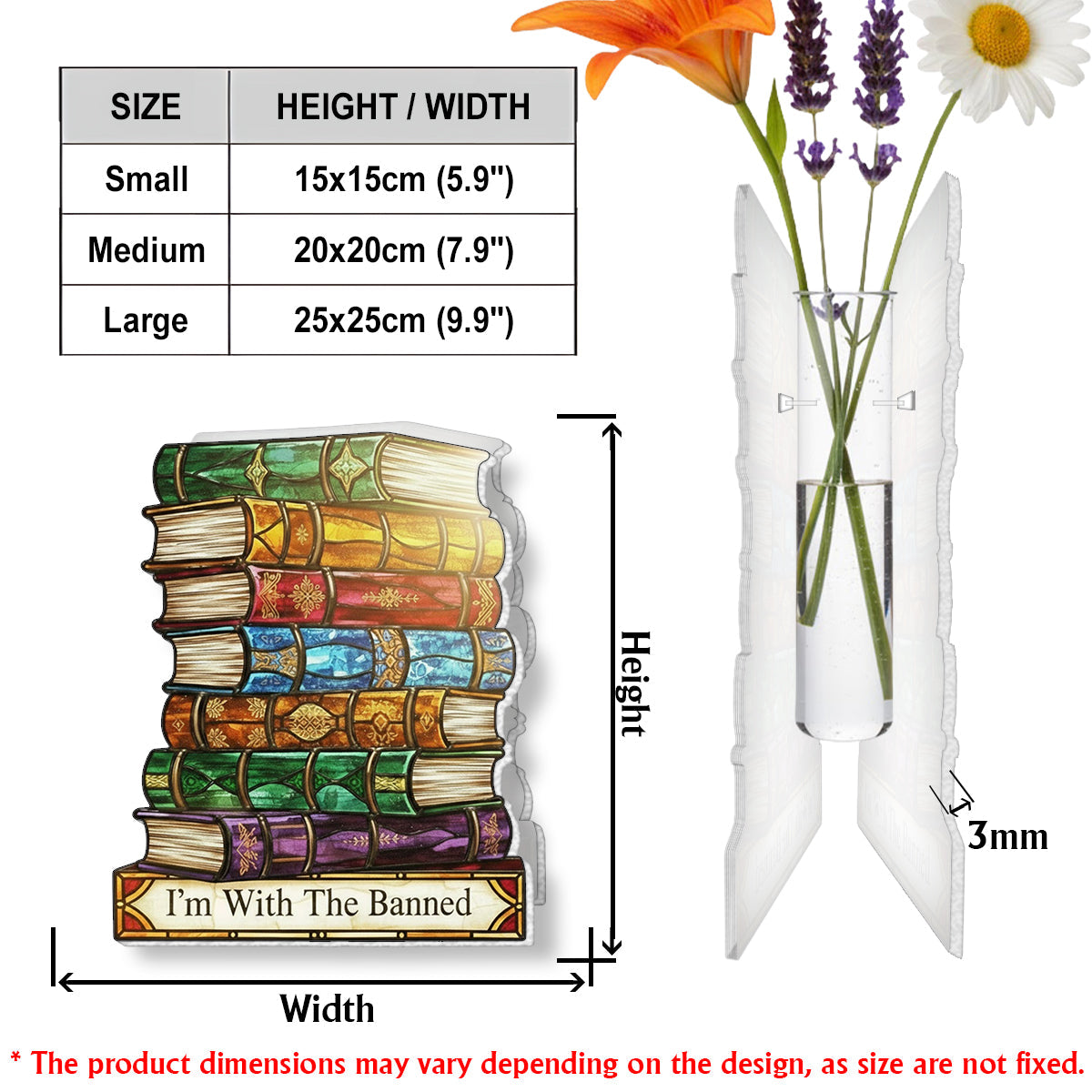 I'm With The Banned - Book Custom Shape Acrylic Flower Vase