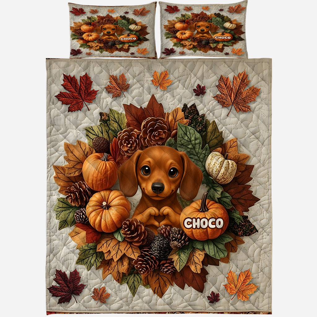 Willkommen Herbst – Personalisiertes Hunde-Quilt-Set