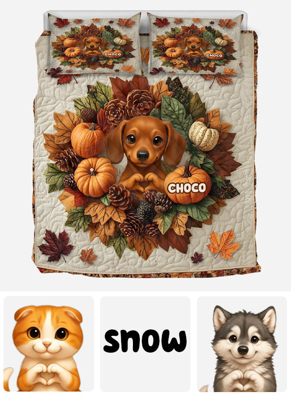 Willkommen Herbst – Personalisiertes Hunde-Quilt-Set