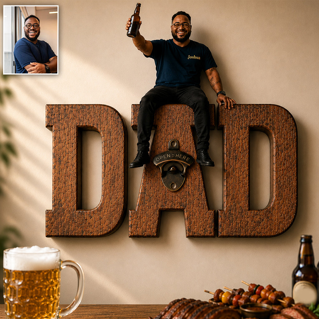 Ein Bier mehr - Personalisierter Wand-Flaschenöffner für Väter