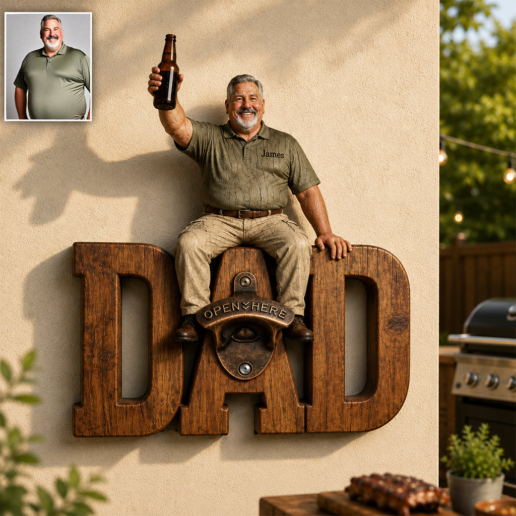 Ein Bier mehr - Personalisierter Wand-Flaschenöffner für Väter