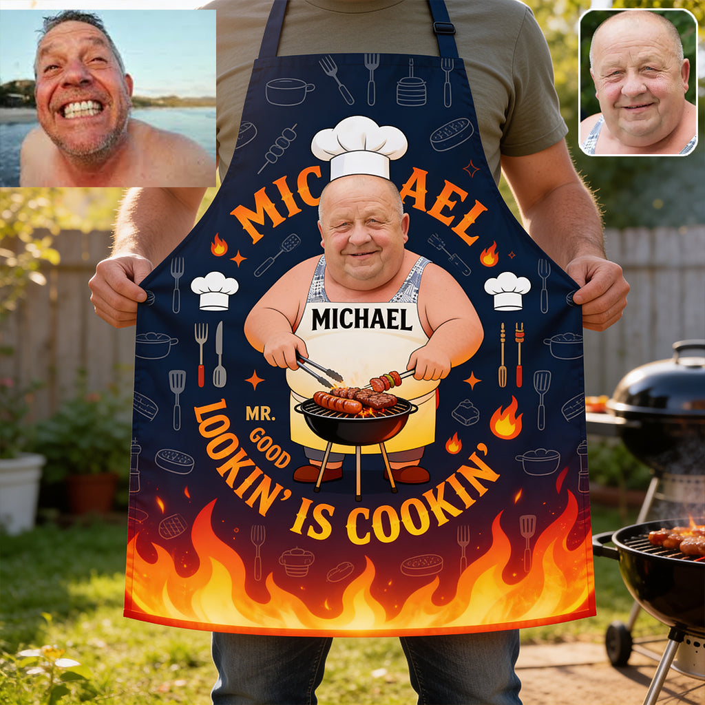 Grillender Papa, Papa liebt das Kochen - Personalisierte Vater-Schürze