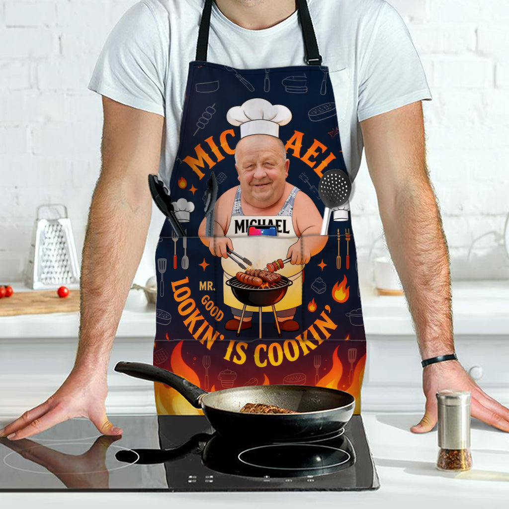 Grillender Papa, Papa liebt das Kochen - Personalisierte Vater-Schürze
