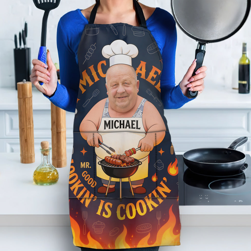 Grillender Papa, Papa liebt das Kochen - Personalisierte Vater-Schürze