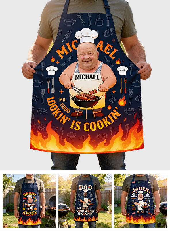 Grillender Papa, Papa liebt das Kochen - Personalisierte Vater-Schürze