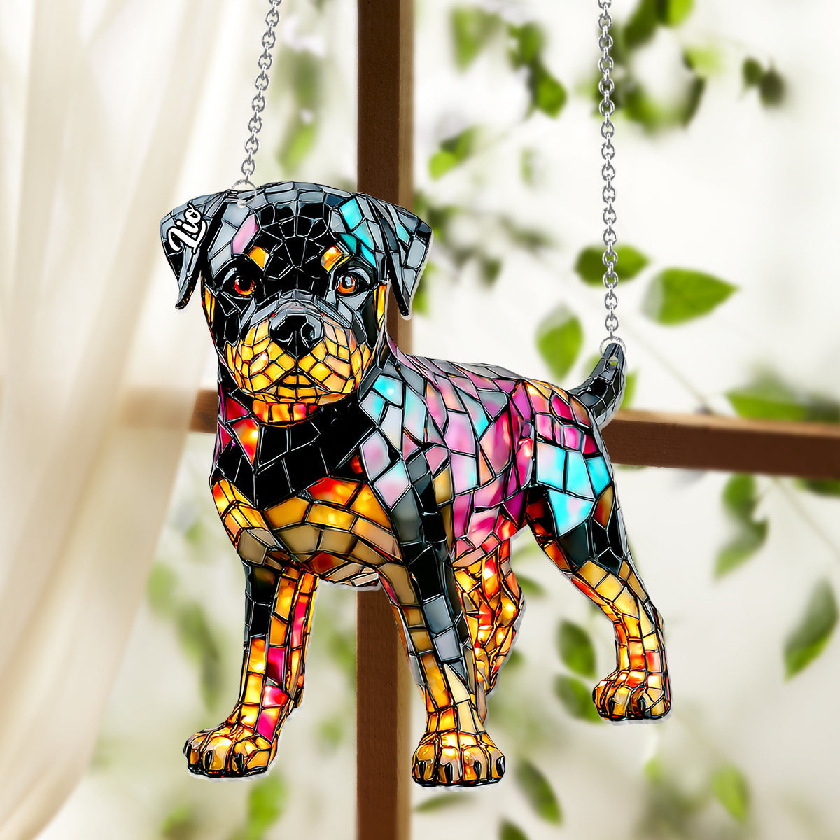 J'aime mon chien - Décoration attrape-soleil personnalisée à suspendre à la fenêtre 