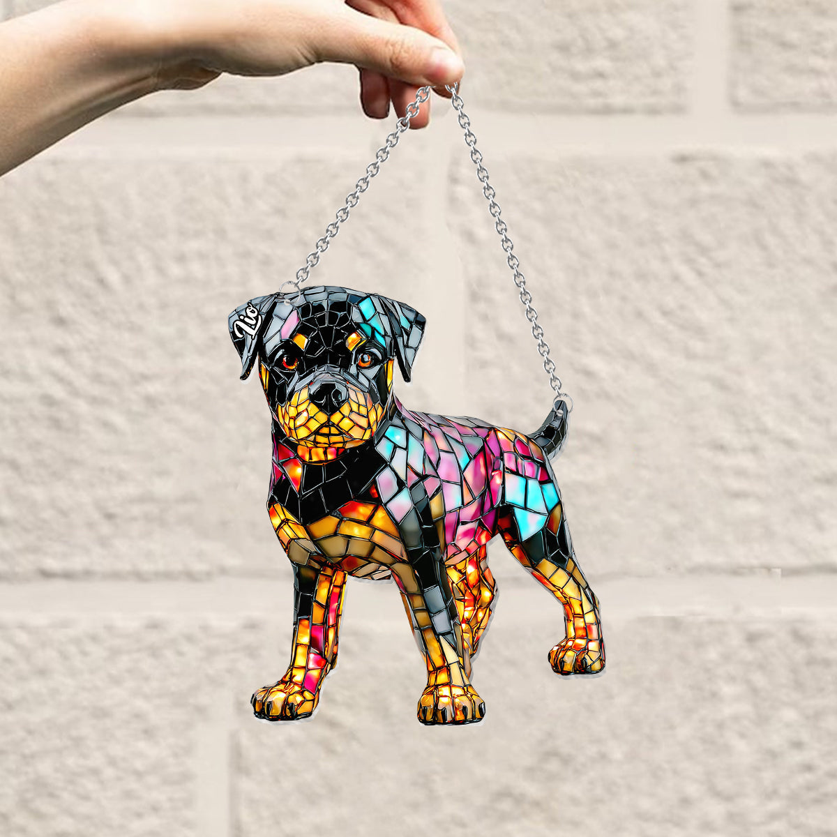 J'aime mon chien - Décoration attrape-soleil personnalisée à suspendre à la fenêtre 
