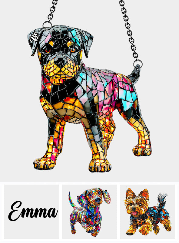 J'aime mon chien - Décoration attrape-soleil personnalisée à suspendre à la fenêtre 