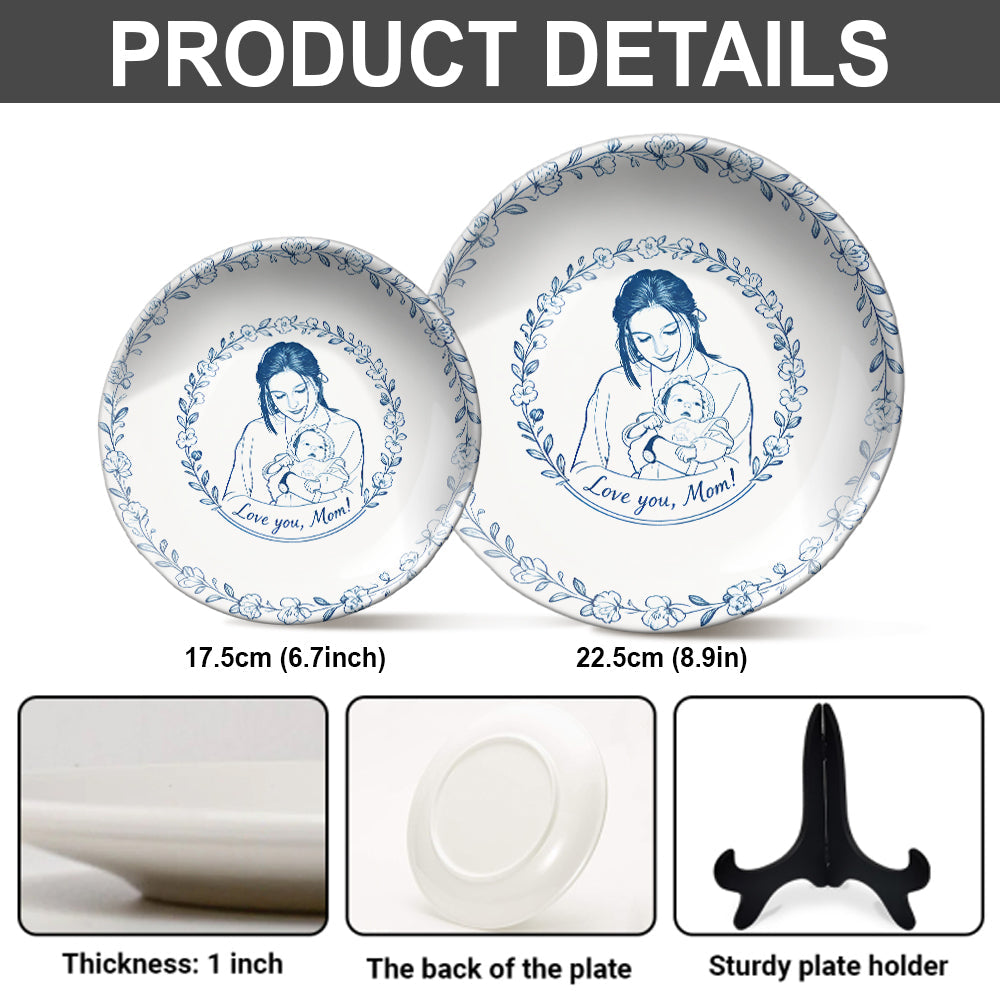 Individuell gestaltbarer runder Keramikteller „Mother“ nach Foto.