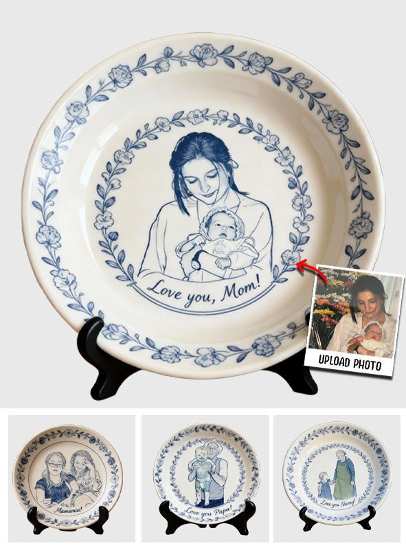 Individuell gestaltbarer runder Keramikteller „Mother“ nach Foto.