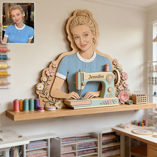 Sewing Is My Therapy - Personalized Sewing Wooden Floating Shelf