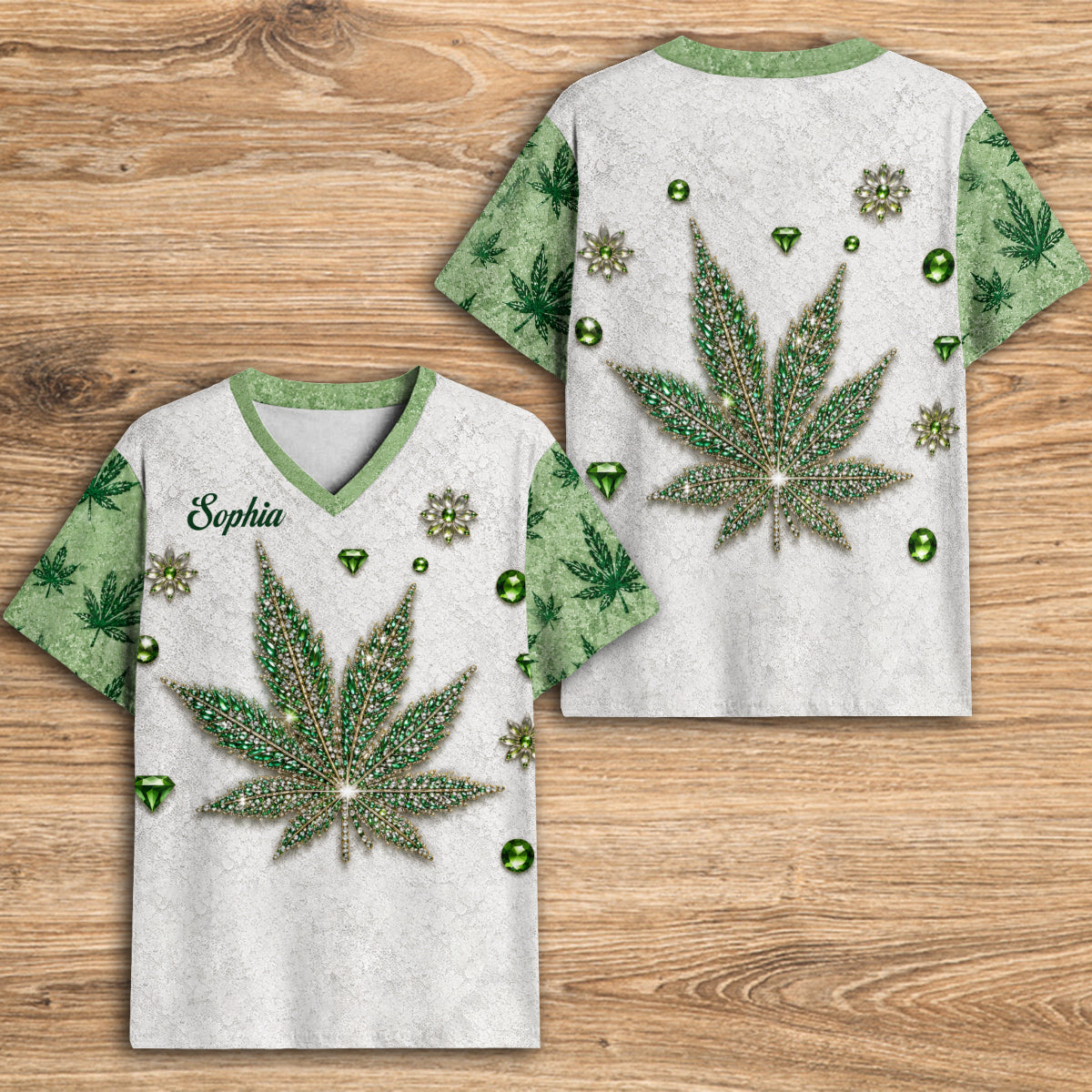 Fille Stoner - T-Shirt V-Cou Personnalisé Imprimé Intégral