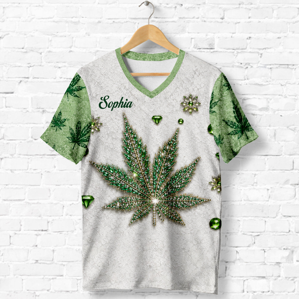 Fille Stoner - T-Shirt V-Cou Personnalisé Imprimé Intégral