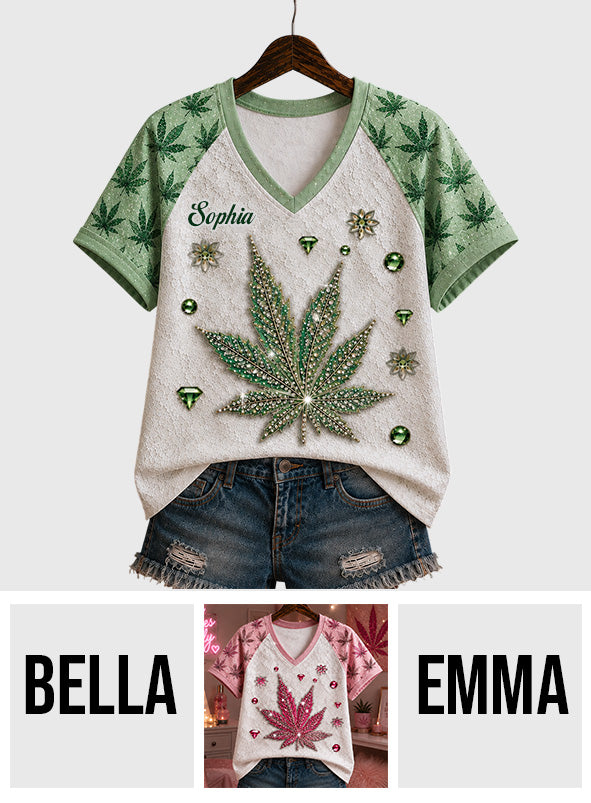 Fille Stoner - T-Shirt V-Cou Personnalisé Imprimé Intégral