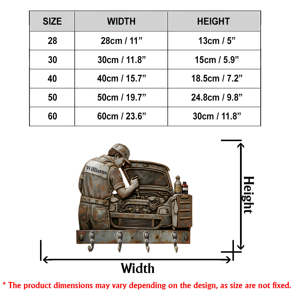 Geschenk für Mechaniker – Personalisierter Hängeständer in Mechanikerform