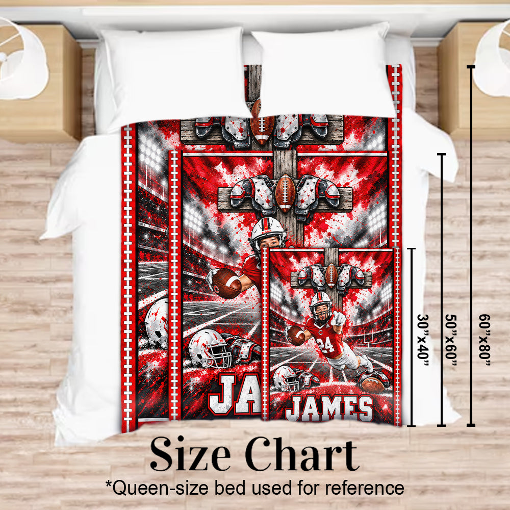 Love God, Play Football - Personalized Football Blanket