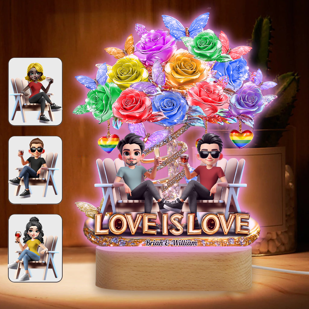 Love Is Love - Personalized LGBT Support Shaped Plaque Light Base